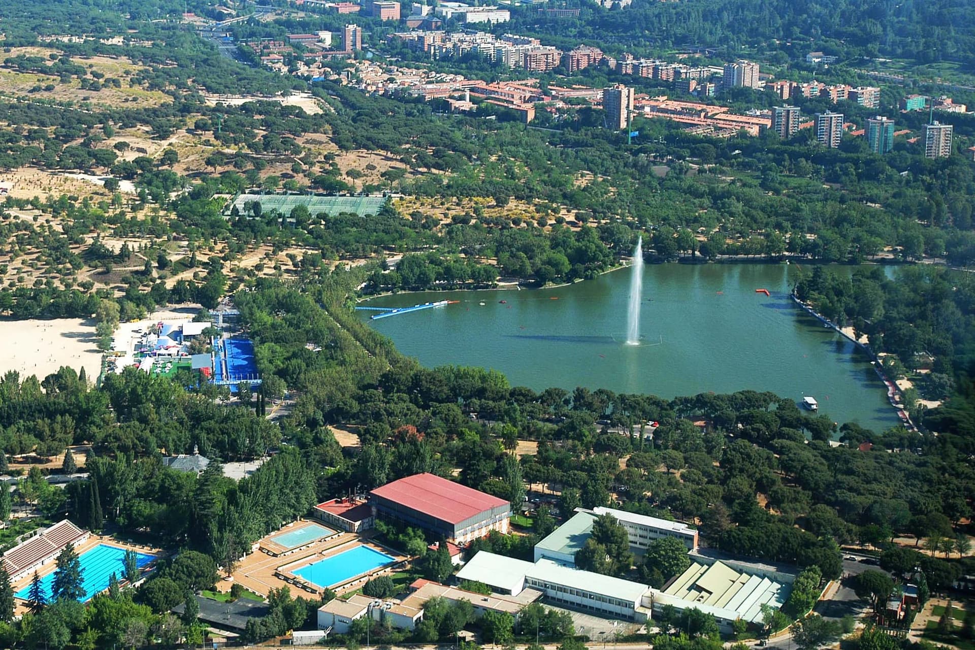Open scrubland and holm oaks in Casa de Campo, the large public park on the western edge of Madrid.